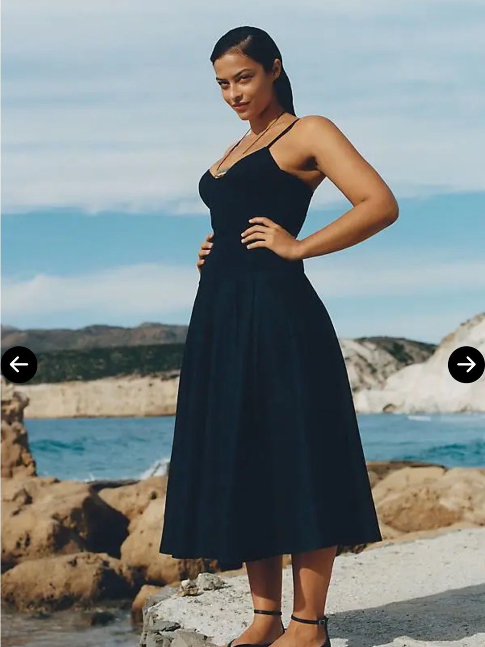 Mare Mare for Anthropologie Knit Denim Twofer Black Midi Dress